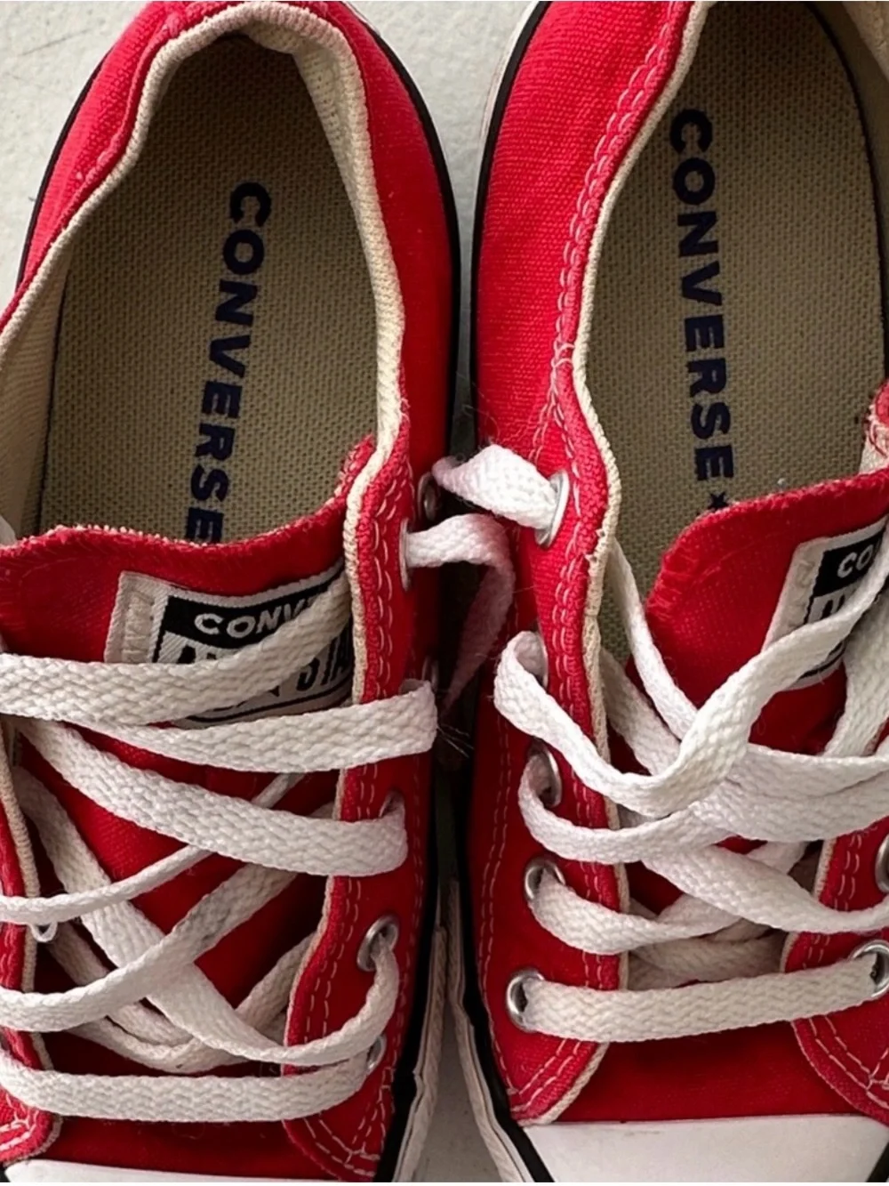 Converse Red Low-Top Canvas Kids Sneakers with White Accents